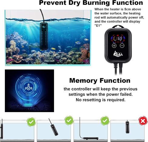 AQQA Submersible Aquarium Heater,100W/200W/300W/500W/800W/1000W/1200W in Kuwait