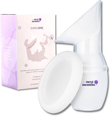 أساسيات الرضاعة الطبيعية بمضخة الثدي اليدوية لمدة 9 أشهر - مضخة الثدي السيليكون للأمهات الجدد، استحمام الطفل - جامع حليب الثدي 3.8 أونصة - سهلة الاستخدام ومحمولة in Kuwait