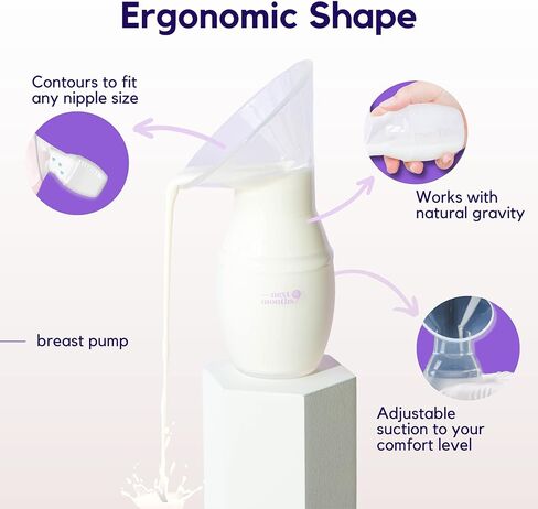 أساسيات الرضاعة الطبيعية بمضخة الثدي اليدوية لمدة 9 أشهر - مضخة الثدي السيليكون للأمهات الجدد، استحمام الطفل - جامع حليب الثدي 3.8 أونصة - سهلة الاستخدام ومحمولة in Kuwait
