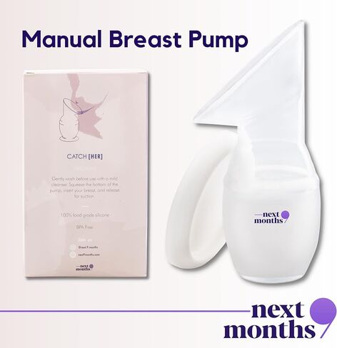 أساسيات الرضاعة الطبيعية بمضخة الثدي اليدوية لمدة 9 أشهر - مضخة الثدي السيليكون للأمهات الجدد، استحمام الطفل - جامع حليب الثدي 3.8 أونصة - سهلة الاستخدام ومحمولة in Kuwait