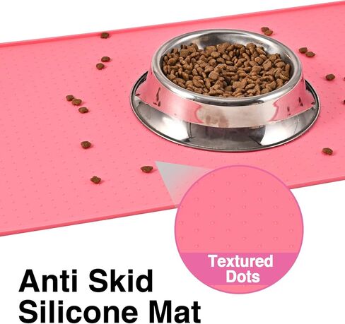 Juqiboom الكلب الغذاء حصيرة مكافحة فوضى تصميم الحيوانات الأليفة القوس حصيرة، غير زلة سيليكون مقاوم للماء القط تغذية تحديد الموقع لجرو كيتي الكلب القط الحيوانات الصغيرة المتوسطة in Kuwait