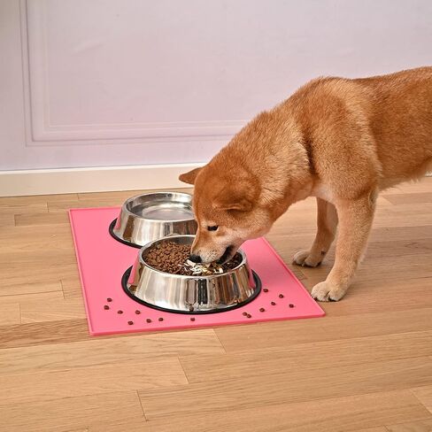 Juqiboom الكلب الغذاء حصيرة مكافحة فوضى تصميم الحيوانات الأليفة القوس حصيرة، غير زلة سيليكون مقاوم للماء القط تغذية تحديد الموقع لجرو كيتي الكلب القط الحيوانات الصغيرة المتوسطة in Kuwait
