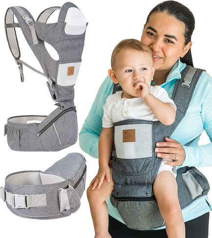TICO GOODS Baby Carrier with Hip Seat- 6 in 1 Baby Carrier with Seat and Head Support Newborn to Toddler, Baby Carrier Backpack for Men, Kangaroo Baby Carrier 25-60 lbs in Kuwait