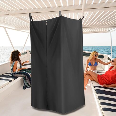 Privacy Tent for Boats 600D Heavy Duty Waterproof Boat Hanging Privacy Tent 27" W x 30" D x 72" H-Black in Kuwait