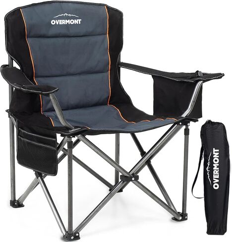 Overmont Oversized Folding Camping Chair 2Pack - 385lbs Support with Padded Cushion Cooler Pockets - Heavy Duty Collapsible Chairs for Sports Garden Beach Fishing in Kuwait