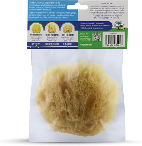Baby Buddy Natural Wool Sea Sponge, Baby Bath Sponge, Soft on Tender Skin, Hypoallergenic, Brown, 4.5in, 4 Count in Saudi Arabia