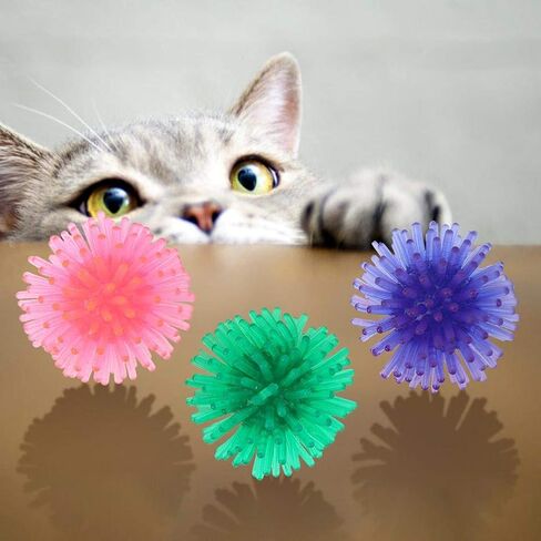 Zerodis 10 Pcs Cat Colorful Ball Toys,Portable Catch Playing Toys TPR Thorn Pet Kitten Exerciser Interactive Balls in Saudi Arabia