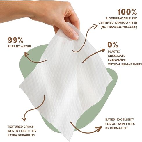 Terra Bamboo Water Baby Wipes: 99.7% Pure New Zealand Water, 100% Biodegradable Bamboo Fiber, 0% Plastic, Unscented Baby Wipes for Sensitive Skin, 12 Packs of 70 Wipes in Saudi Arabia