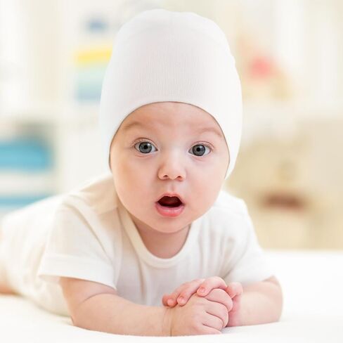 DRESHOW BQUBO 4 Pieces Baby Beanie Newborn Toddler Soft Cute Knit Hat Hospital Hats for Baby Boys Infant Cap Beanies in Kuwait