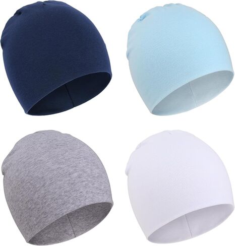DRESHOW BQUBO 4 Pieces Baby Beanie Newborn Toddler Soft Cute Knit Hat Hospital Hats for Baby Boys Infant Cap Beanies in Kuwait