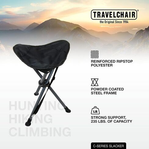 Travel Chair C-Series Slacker™ Folding Tripod, Portable Chair for Outdoor Adventures, Lighter Version of The Original Slacker™ Stool, Black in Kuwait