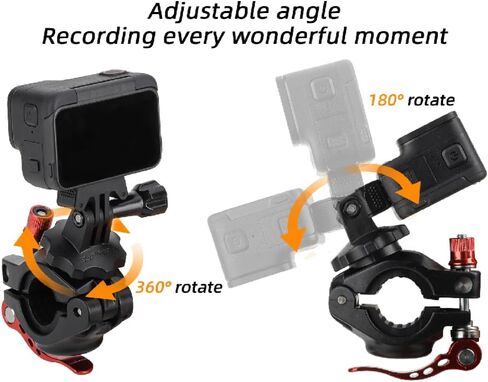 Motorcycle Bike Mount Holder 360°Rotation Bicycle Handlebar Mount Clamp Accessories for GoPro Series Gopro12 DJI Action Series Action 4 Insta360 Go Series Insta360 One R Series Cameras in Saudi Arabia