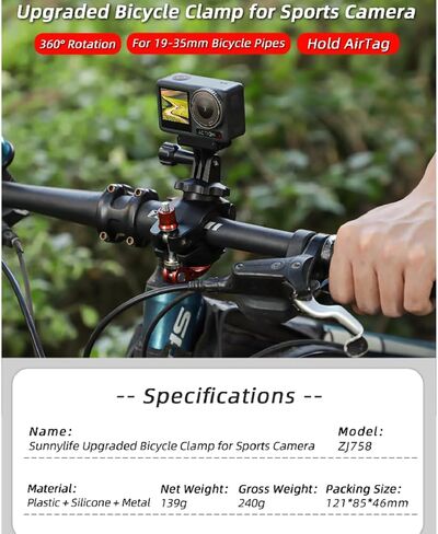 Motorcycle Bike Mount Holder 360°Rotation Bicycle Handlebar Mount Clamp Accessories for GoPro Series Gopro12 DJI Action Series Action 4 Insta360 Go Series Insta360 One R Series Cameras in Saudi Arabia
