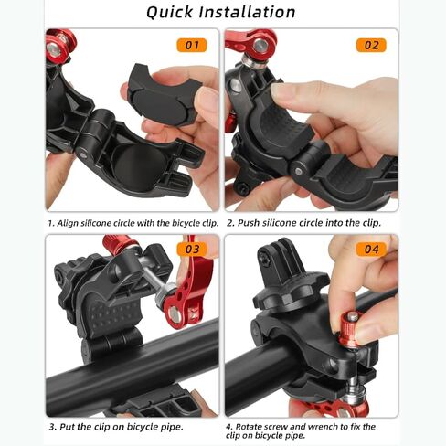 Motorcycle Bike Mount Holder 360°Rotation Bicycle Handlebar Mount Clamp Accessories for GoPro Series Gopro12 DJI Action Series Action 4 Insta360 Go Series Insta360 One R Series Cameras in Saudi Arabia