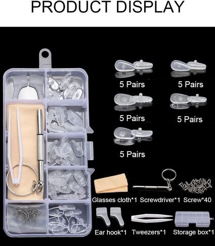 Junsika نظارات مخدات أنف للنظارة مضادة للانزلاق لينة سيليكون غرفة الهواء المسمار في مخدات أنف للنظارة للنظارات طقم تصليح النظارات 26 زوجًا in Kuwait