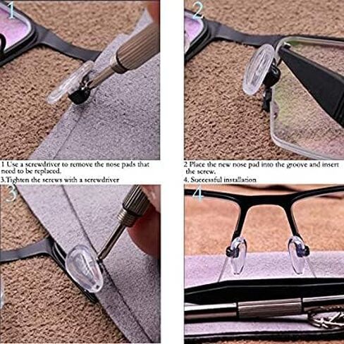 Junsika نظارات مخدات أنف للنظارة مضادة للانزلاق لينة سيليكون غرفة الهواء المسمار في مخدات أنف للنظارة للنظارات طقم تصليح النظارات 26 زوجًا in Kuwait