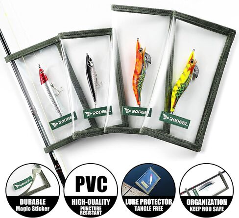 أغلفة طُعم الصيد من Rodeel، 4 عبوات من أغطية طُعم PVC الشفافة، مع أغطية خطافية، تحافظ على سلامة الأطفال والحيوانات الأليفة والصيادين من الخطاف الحاد، مقاس كبير: 8.5 بوصة × 4.4 بوصة، حجم متوسط: 7 بوصة × 3.8 بوصة in Kuwait