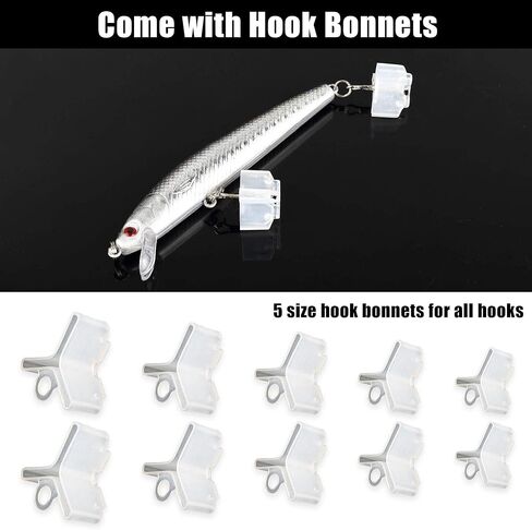 أغلفة طُعم الصيد من Rodeel، 4 عبوات من أغطية طُعم PVC الشفافة، مع أغطية خطافية، تحافظ على سلامة الأطفال والحيوانات الأليفة والصيادين من الخطاف الحاد، مقاس كبير: 8.5 بوصة × 4.4 بوصة، حجم متوسط: 7 بوصة × 3.8 بوصة in Kuwait