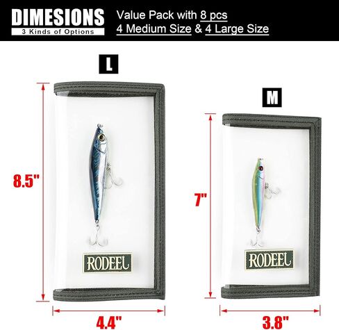 أغلفة طُعم الصيد من Rodeel، 4 عبوات من أغطية طُعم PVC الشفافة، مع أغطية خطافية، تحافظ على سلامة الأطفال والحيوانات الأليفة والصيادين من الخطاف الحاد، مقاس كبير: 8.5 بوصة × 4.4 بوصة، حجم متوسط: 7 بوصة × 3.8 بوصة in Kuwait