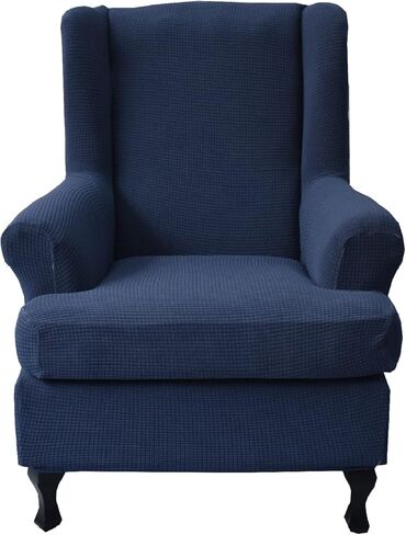 KRFOONN Wingback Chair Covers Slipcovers 2 Piece Stretch Wing Chair Covers Spandex Slipcovers Wingback Sofa Covers Armchair Covers Non-Slip Furniture Protector for Living Room Wingback Chairs, 02 in Kuwait