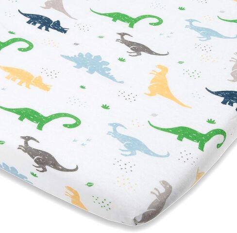 Cuddly Cubs Pack n Play Sheets | 2 Pack Playard Sheet for Baby Girl and Boy | Pure Jersey Cotton Unisex Mini Portable Crib Sheets | Sheep and Stripe in Grey | Compatible with Graco Pack and Play in Saudi Arabia