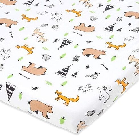 Cuddly Cubs Pack n Play Sheets | 2 Pack Playard Sheet for Baby Girl and Boy | Pure Jersey Cotton Unisex Mini Portable Crib Sheets | Sheep and Stripe in Grey | Compatible with Graco Pack and Play in Saudi Arabia