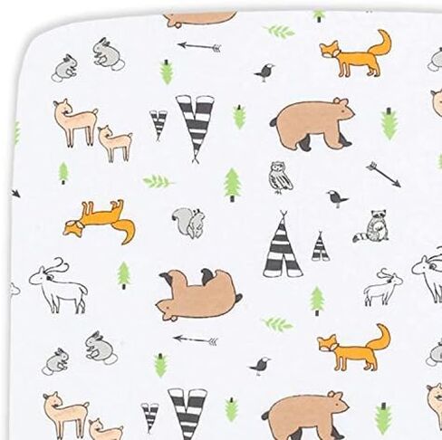 Cuddly Cubs Pack n Play Sheets | 2 Pack Playard Sheet for Baby Girl and Boy | Pure Jersey Cotton Unisex Mini Portable Crib Sheets | Sheep and Stripe in Grey | Compatible with Graco Pack and Play in Saudi Arabia
