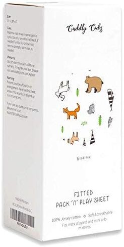 Cuddly Cubs Pack n Play Sheets | 2 Pack Playard Sheet for Baby Girl and Boy | Pure Jersey Cotton Unisex Mini Portable Crib Sheets | Sheep and Stripe in Grey | Compatible with Graco Pack and Play in Saudi Arabia