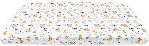 Cuddly Cubs Pack n Play Sheets | 2 Pack Playard Sheet for Baby Girl and Boy | Pure Jersey Cotton Unisex Mini Portable Crib Sheets | Sheep and Stripe in Grey | Compatible with Graco Pack and Play in Saudi Arabia