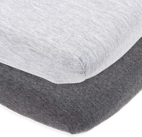 مجموعة Cuddly Cubs وأوراق اللعب المجهزة - من أجل Graco Pack n Play Playard - عبوتان - مجموعة ملاءات مرتبة صغيرة من قطن الجيرسي الناعم بشكل مريح للأطفال الأولاد والبنات - نقاط منقطة رمادية، شيفرون in Kuwait