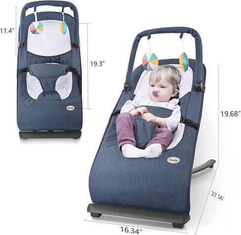 Baby Bouncer Seat, Baby Bouncer, Bouncer for Babies 0-6 Months, Infant Bouncer Seat & Infant to Toddler Rocker with 3-Point Harness Easy to Fold (Khaki) in Kuwait