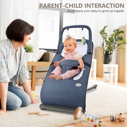 Baby Bouncer Seat, Baby Bouncer, Bouncer for Babies 0-6 Months, Infant Bouncer Seat & Infant to Toddler Rocker with 3-Point Harness Easy to Fold (Khaki) in Kuwait