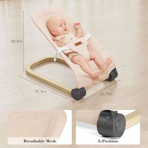 كرسي هزاز للأطفال من جيمجلو، مقعد هزاز محمول للأطفال الرضع، نطاط لحديثي الولادة مع القطن، قابل للطي، وردي in Kuwait