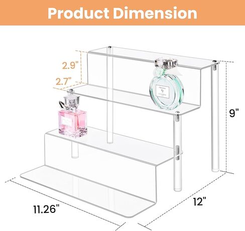 upsimples Acrylic Riser Display Shelf, 2 pack 4 Tier Perfume Organizer & Decoration, 9x6 in Makeup Organizer, Clear Display Stand for Funko Pop & Collection, Cupcake Holder, Cologne Stand in Kuwait