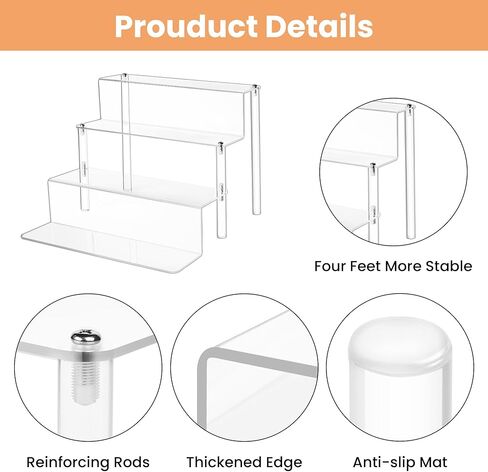 upsimples Acrylic Riser Display Shelf, 2 pack 4 Tier Perfume Organizer & Decoration, 9x6 in Makeup Organizer, Clear Display Stand for Funko Pop & Collection, Cupcake Holder, Cologne Stand in Kuwait