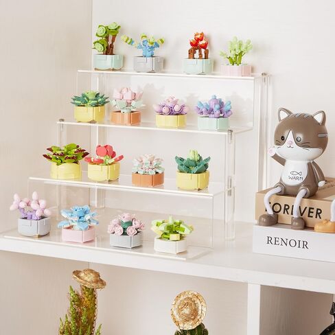 upsimples Acrylic Riser Display Shelf, 2 pack 4 Tier Perfume Organizer & Decoration, 9x6 in Makeup Organizer, Clear Display Stand for Funko Pop & Collection, Cupcake Holder, Cologne Stand in Kuwait