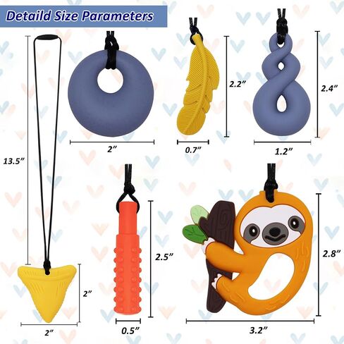 Chew Necklaces for Sensory Kids Boys Girls, Chewy Necklace Sensory Toys for Kids with Autism 6 Pack, Silicone Oral Motor Aids Chew Toys for Children Adults Reduce Fidgeting in Saudi Arabia