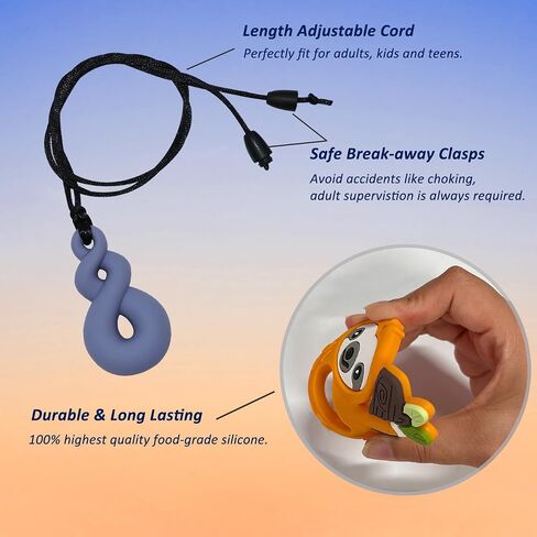 Chew Necklaces for Sensory Kids Boys Girls, Chewy Necklace Sensory Toys for Kids with Autism 6 Pack, Silicone Oral Motor Aids Chew Toys for Children Adults Reduce Fidgeting in Saudi Arabia