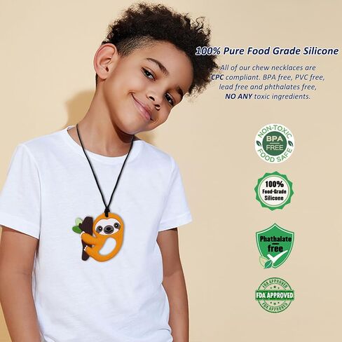 Chew Necklaces for Sensory Kids Boys Girls, Chewy Necklace Sensory Toys for Kids with Autism 6 Pack, Silicone Oral Motor Aids Chew Toys for Children Adults Reduce Fidgeting in Saudi Arabia