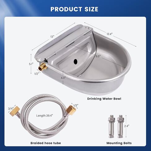 وعاء سقي اوتوماتيكي كبير جدا للكلاب بسعة 1.2 جالون مع صمام عائم نحاسي لملء تلقائي للماشية والخنازير والماعز والاغنام والحيوانات في الهواء الطلق in Kuwait