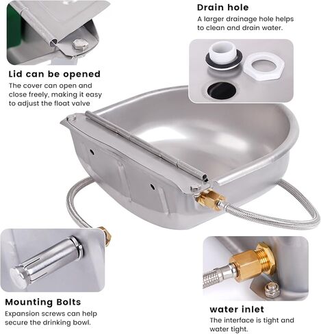 وعاء سقي اوتوماتيكي كبير جدا للكلاب بسعة 1.2 جالون مع صمام عائم نحاسي لملء تلقائي للماشية والخنازير والماعز والاغنام والحيوانات في الهواء الطلق in Kuwait