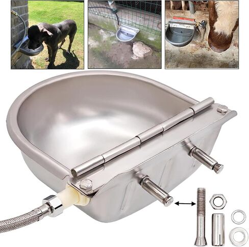 وعاء سقي أوتوماتيكي من الفولاذ المقاوم للصدأ من AWEN، سقي تلقائي للماشية والحيوانات الأليفة للكلاب والماشية والحصان والأغنام والماعز مع أنبوب صمام مياه عائم ومحول 3/4 بوصة in Kuwait