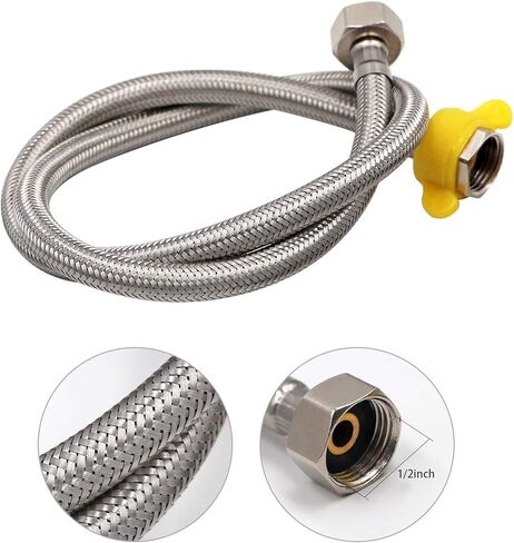 MACGOAL Stainless Steel Automatic Waterer Bowl with Float Valve, Drain Plug and Braided Hose, Water Trough for Livestock Dog Goat Pig Waterer in Kuwait