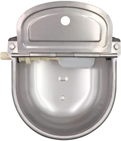 MACGOAL Stainless Steel Automatic Waterer Bowl with Float Valve, Drain Plug and Braided Hose, Water Trough for Livestock Dog Goat Pig Waterer in Kuwait