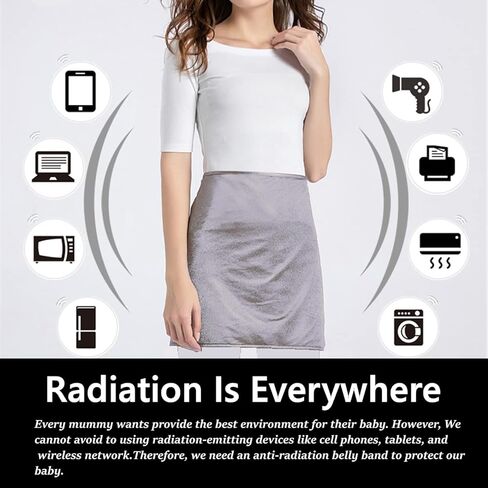 فستان حمل 5G مضاد للاشعاع من هاي شيبينغ، حزام بطن 360 درجة، ملابس للنساء الحوامل جيدة التهوية وناعمة ومريحة 27.5 × 15.7 (فضي) مقاس واحد يناسب الجميع, فضي in Kuwait