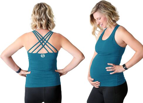 Movemama Maternity Workout and Yoga Top with Cross Back Detail, Shelf Bra and Removable Padding in Kuwait