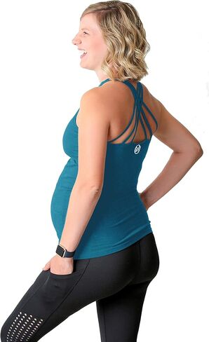 Movemama Maternity Workout and Yoga Top with Cross Back Detail, Shelf Bra and Removable Padding in Kuwait