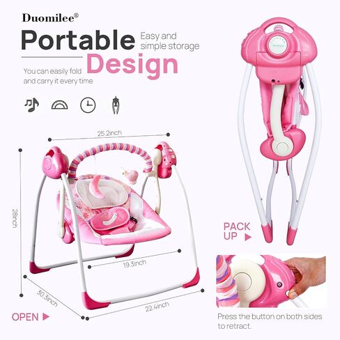 Baby Swings for Infants, Baby Swing Newborn, Baby Swing with Intelligent Music Vibration Box, Infant Swing Load Resistance: 6-25 lb, Applicable Object: 0-9 Months in Saudi Arabia