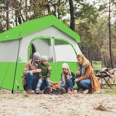 خيمة تخييم HIKERGARDEN تتسع لـ 6 أشخاص - خيمة عائلية محمولة وسهلة الإعداد للتخييم، خيمة كابينة من القماش مقاومة للرياح في الهواء الطلق للمشي لمسافات طويلة وحقائب الظهر والسفر in Kuwait
