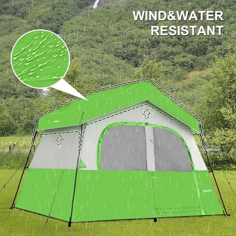 خيمة تخييم HIKERGARDEN تتسع لـ 6 أشخاص - خيمة عائلية محمولة وسهلة الإعداد للتخييم، خيمة كابينة من القماش مقاومة للرياح في الهواء الطلق للمشي لمسافات طويلة وحقائب الظهر والسفر in Kuwait